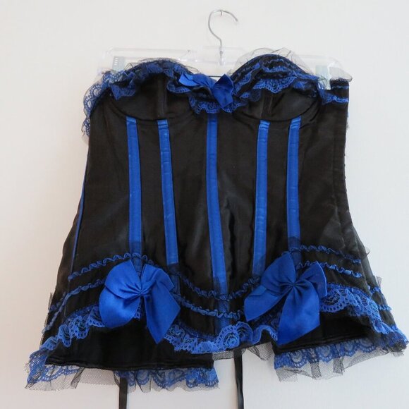 WHIMSIGOTH Goth Dark Fairy Goth Pirate Steampunk Lace Satin Boned Corset Size M - Picture 9 of 13